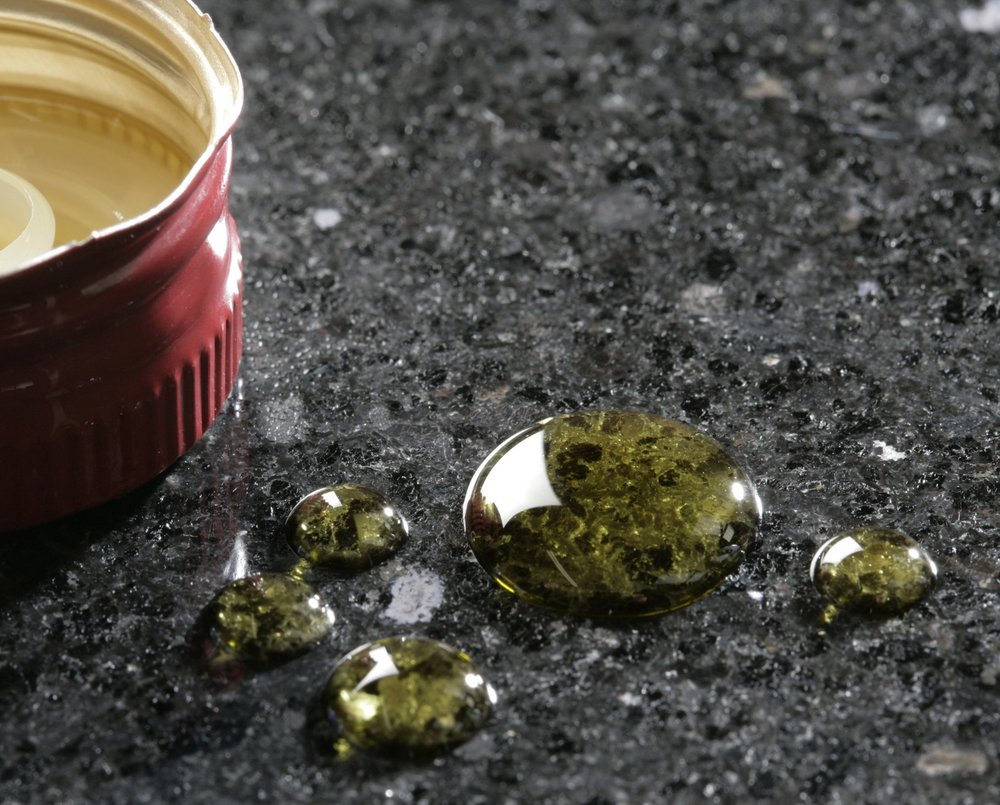 Olive oil on quartz surface