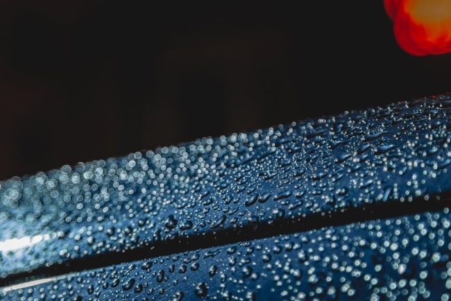 Water droplets on a car Water droplets on a car