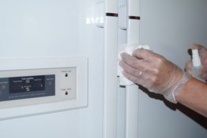 Liquid used on fridge door handles stopping the transfer of bacteria