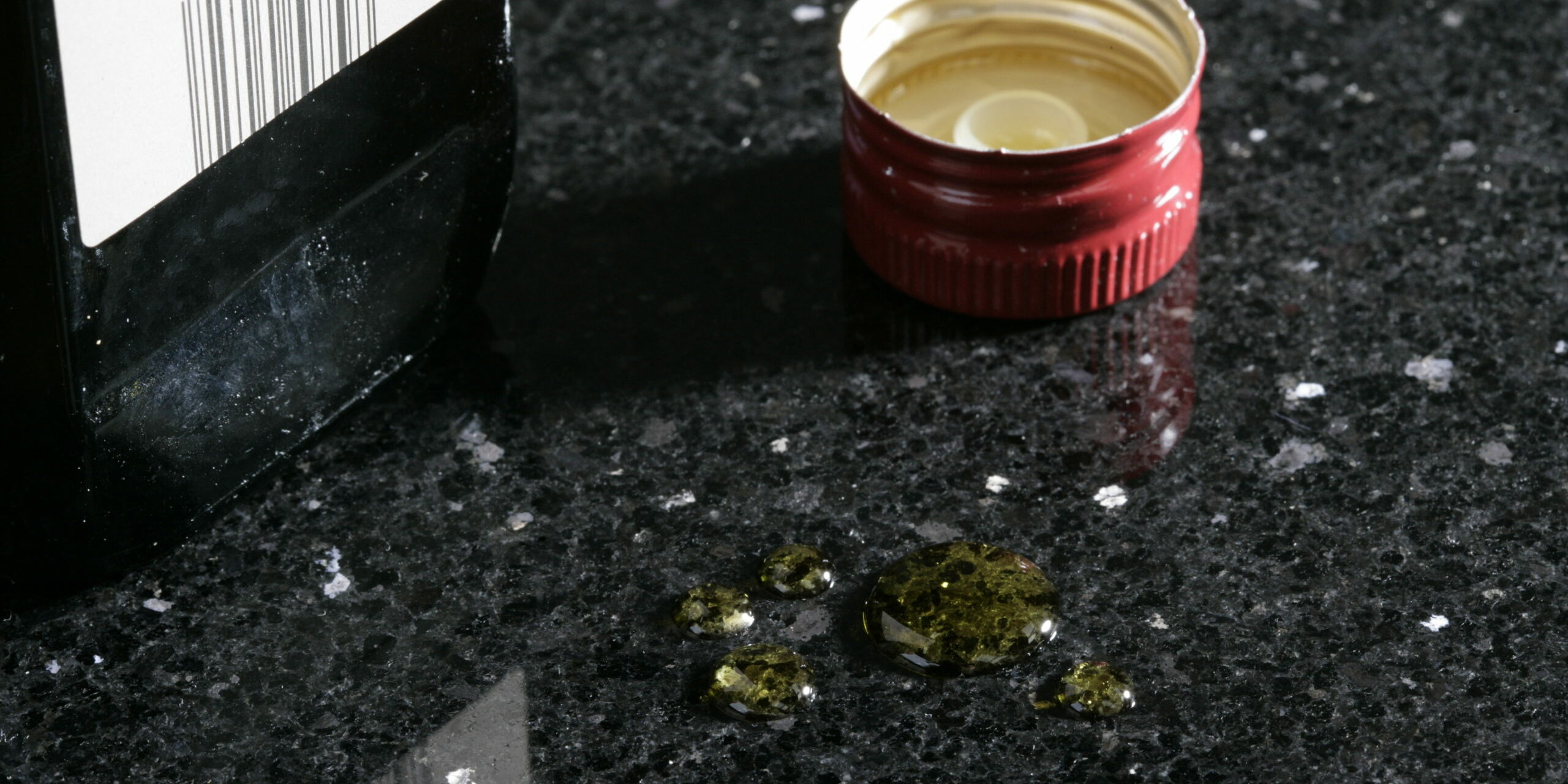 Olive oil on a nano-ceramic treated kitchen counter