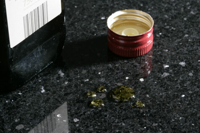 Olive oil on a nano-ceramic treated kitchen counter Olive oil on a nano-ceramic treated kitchen counter